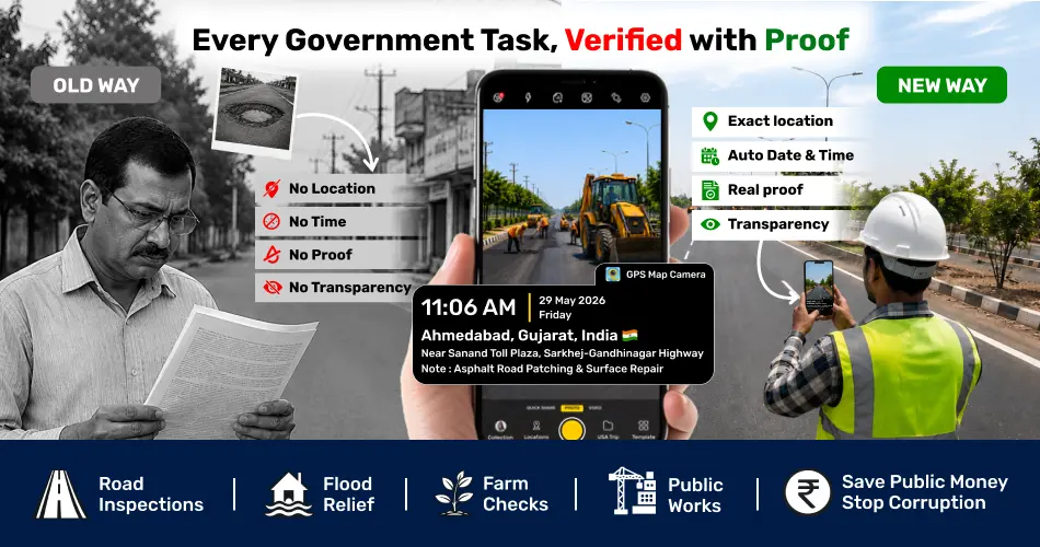 Government GPS Inspection using GPS Map Camera