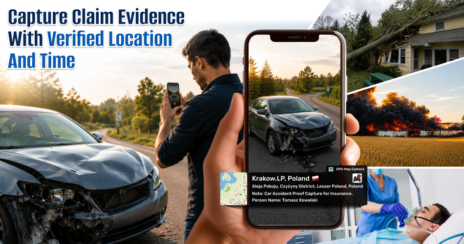 Insurance documentation with GPS Map Camera